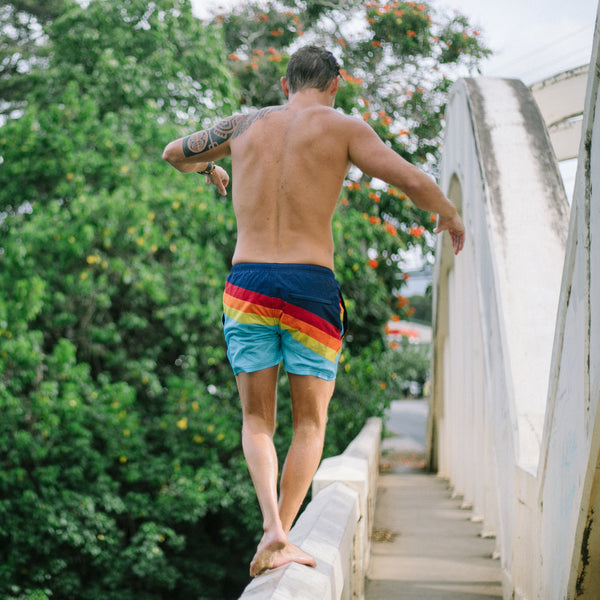 Mesh Lined 5" Swim Trunks - Striped Vintage