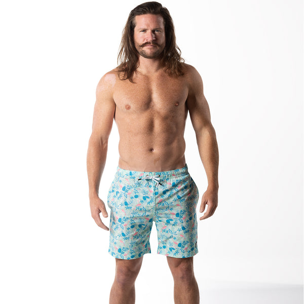 Compression Lined 7" Swim Trunks - Miami Palms