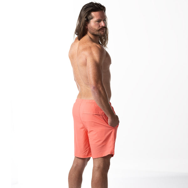 Compression Lined 7" Swim Trunks - Coral