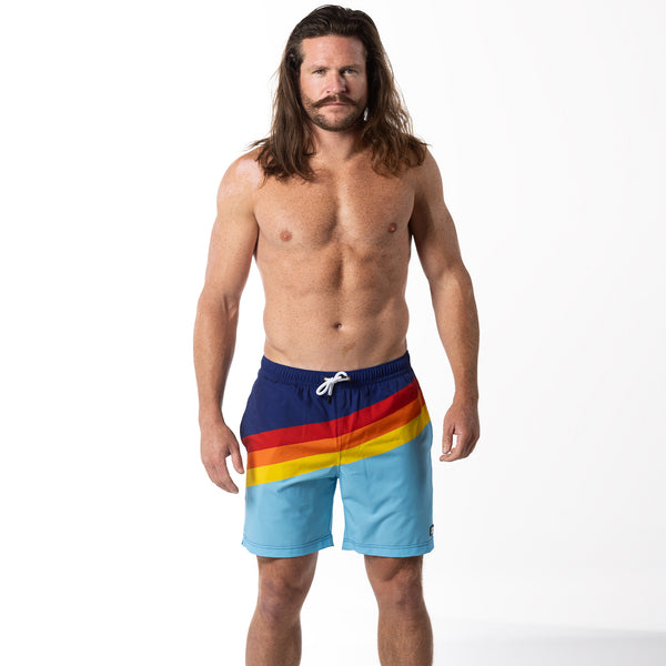 Compression Lined 7" Swim Trunks - Striped Vintage