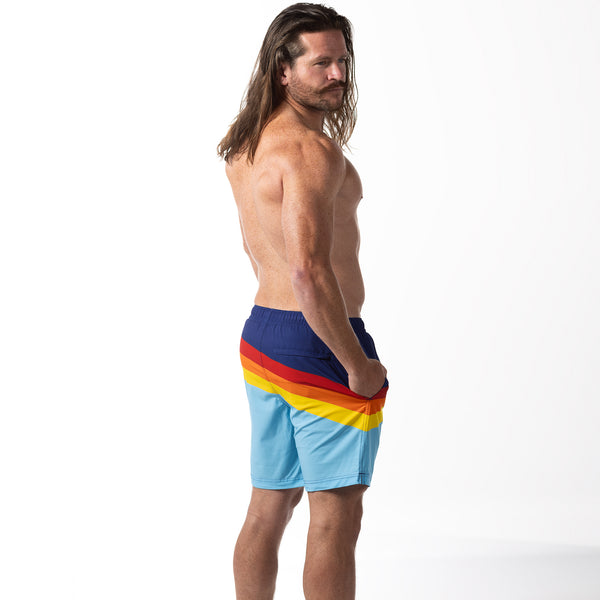 Compression Lined 7" Swim Trunks - Striped Vintage