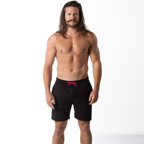 Compression Lined 7" Swim Trunks - Black/Pink