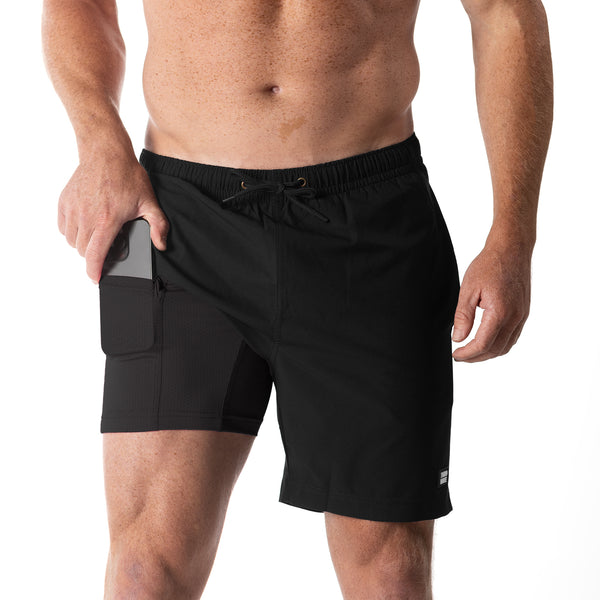 Compression Lined 7" Swim Trunks - Black