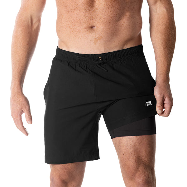 Compression Lined 7" Swim Trunks - Black