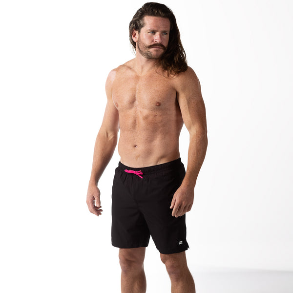 Compression Lined 7" Swim Trunks - Black/Pink