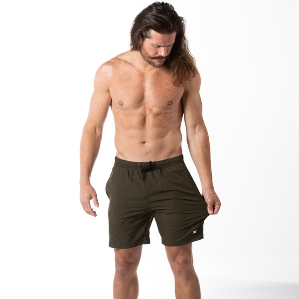 Compression Lined 7" Swim Trunks - Olive
