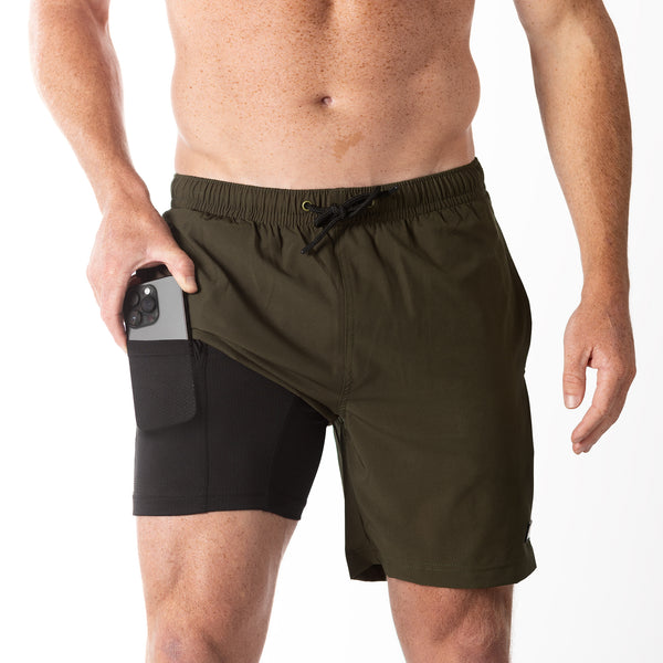 Compression Lined 7" Swim Trunks - Olive