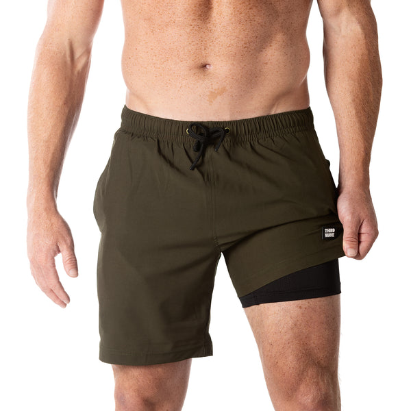 Compression Lined 7" Swim Trunks - Olive
