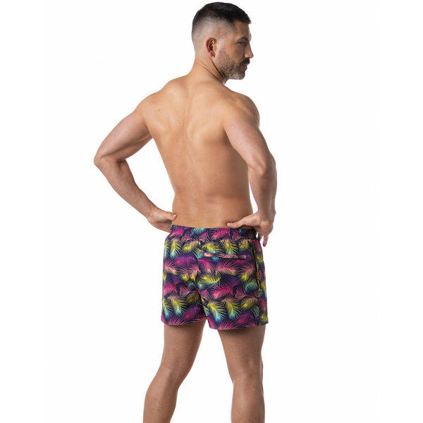 Compression Lined 3" Swim Trunks - Neon Palms