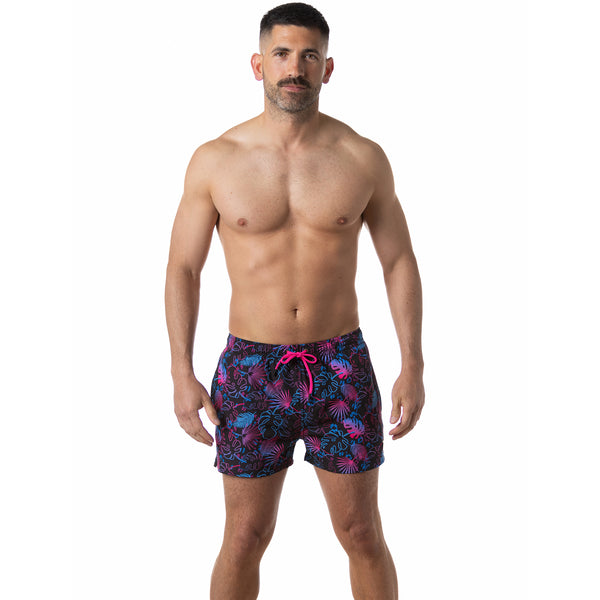 Compression Lined 3" Swim Trunks - Midnight Palms
