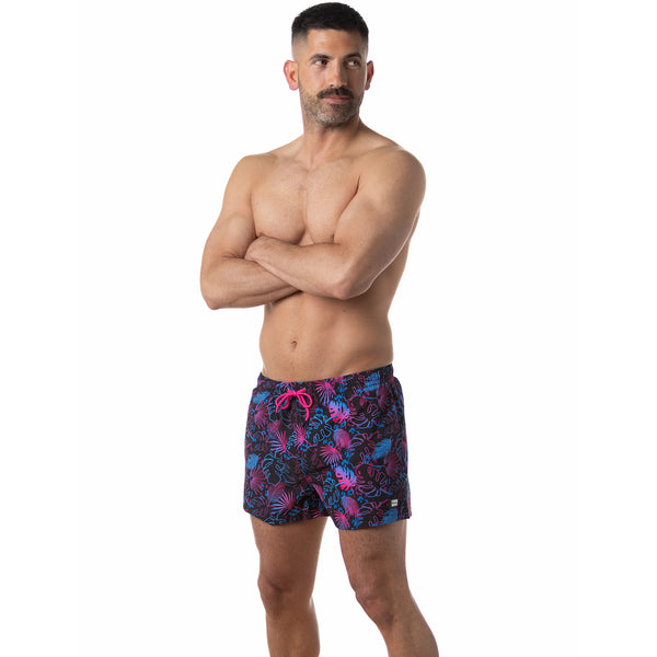 Compression Lined 3" Swim Trunks - Midnight Palms