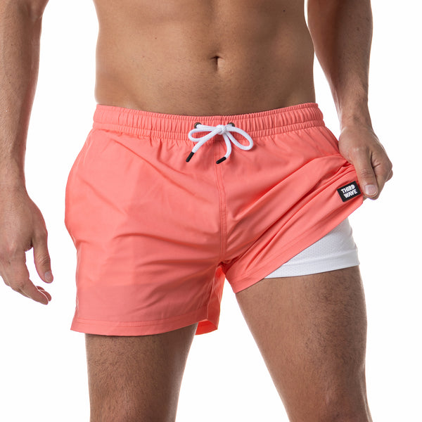 Compression Lined 3" Swim Trunks - Coral