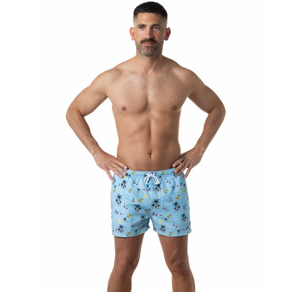 Compression Lined 3" Swim Trunks - Coastal Vibes