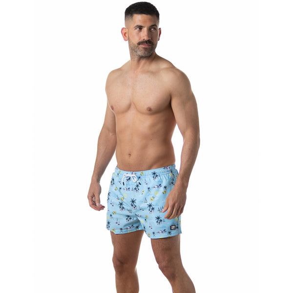 Compression Lined 3" Swim Trunks - Coastal Vibes