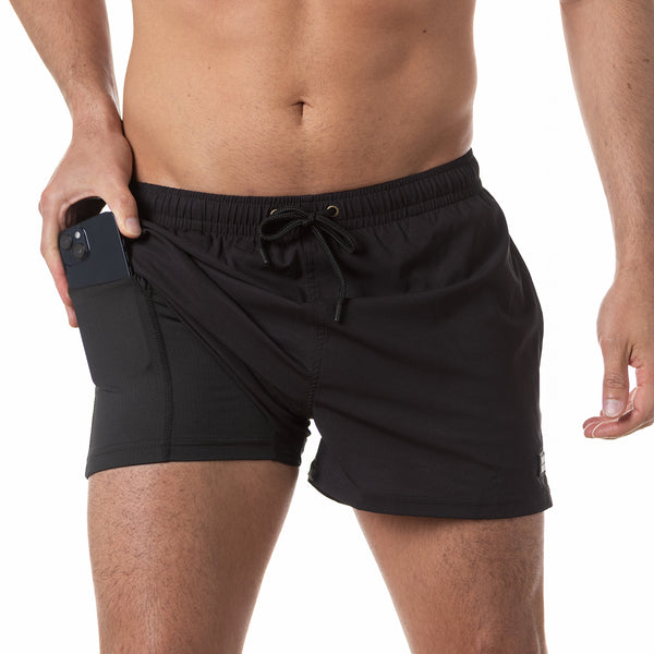 Compression Lined 3" Swim Trunks - Black