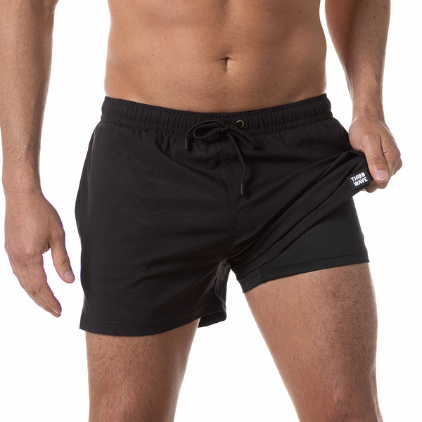Compression Lined 3" Swim Trunks - Black
