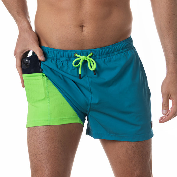 Compression Lined 3" Swim Trunks - Aquamarine