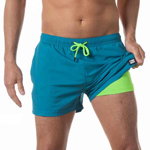 Compression Lined 3" Swim Trunks - Aquamarine