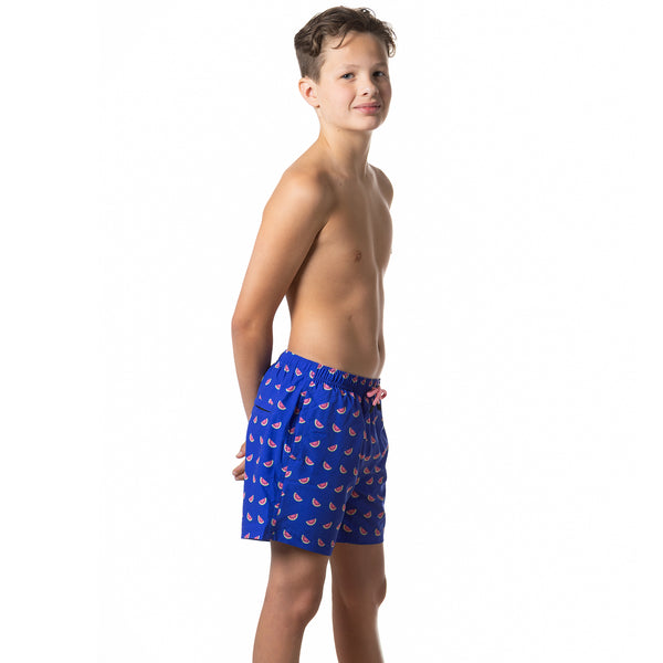 Compression Lined Boys Swim Trunks - Watermelons