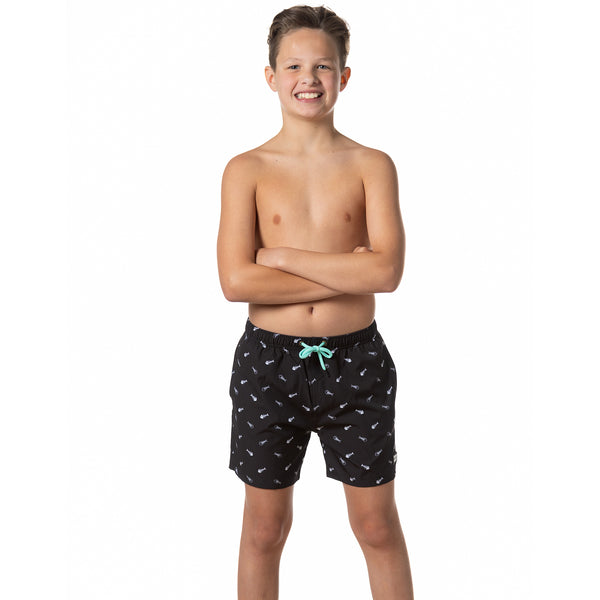 Compression Lined Boys Swim Trunks - Fishbones