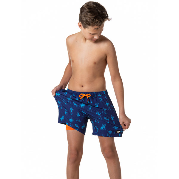 Compression Lined Boys Swim Trunks - Lucha Libre