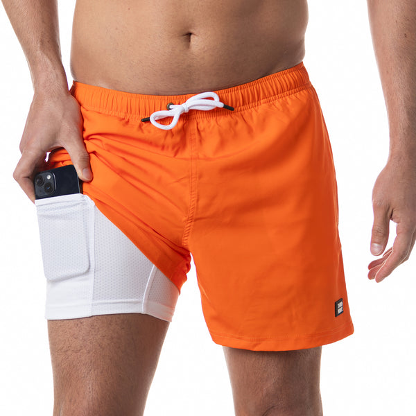 Compression Lined 5" Swim Trunks - Orange