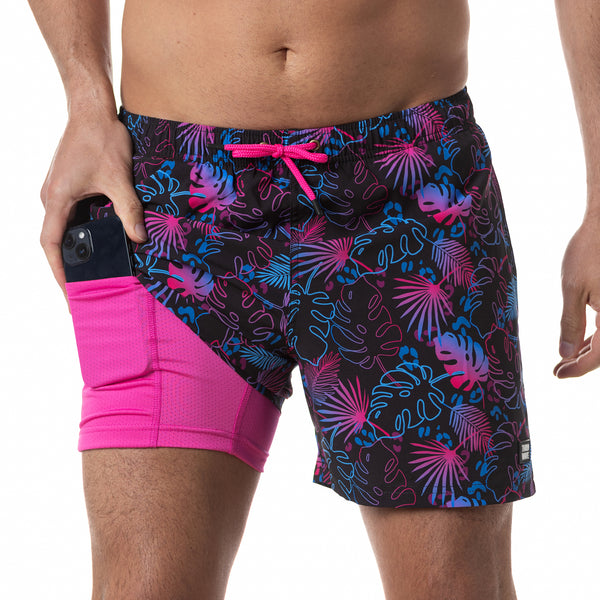 Compression Lined 5" Swim Trunks - Midnight Palms