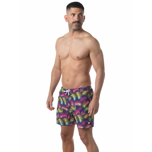 Compression Lined 5" Swim Trunks - Neon Palms