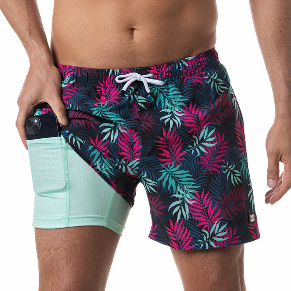 Compression Lined 5" Swim Trunks - Hawaiian Tropix