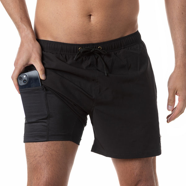 Compression Lined 5" Swim Trunks - Black