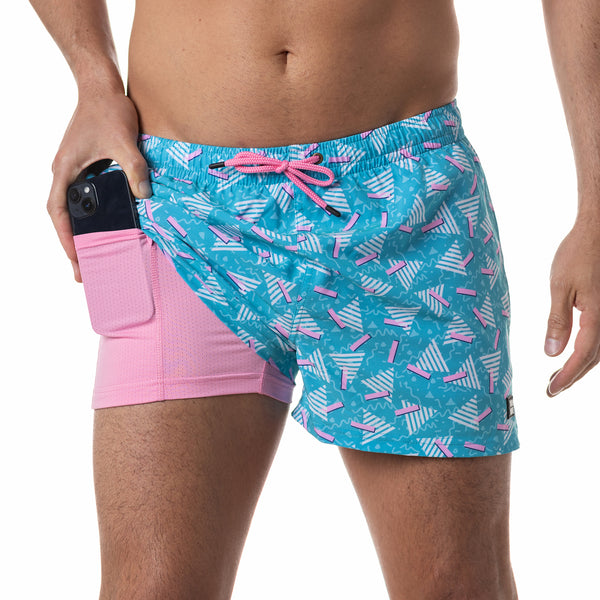 Compression Lined 3" Swim Trunks - Peach Pit