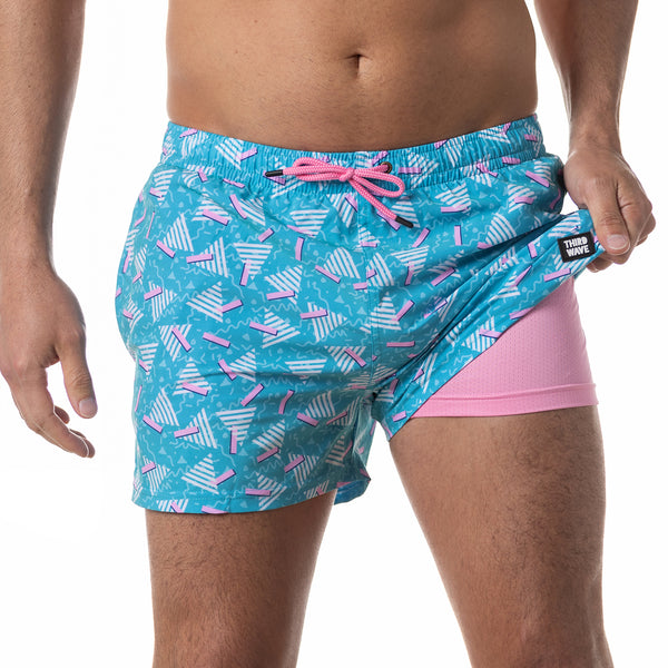 Compression Lined 3" Swim Trunks - Peach Pit