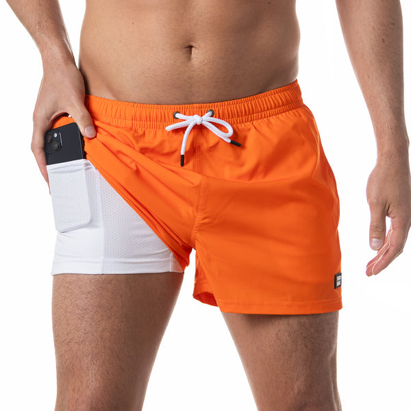 Compression Lined 3" Swim Trunks - Orange
