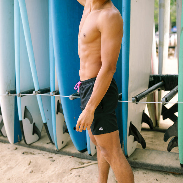 Mesh Lined 5" Swim Trunks - Black