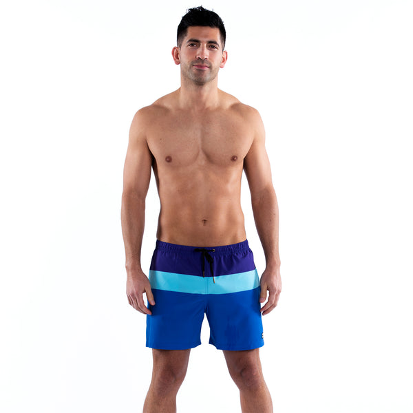 Mesh Lined 5" Swim Trunks - Striped Purple