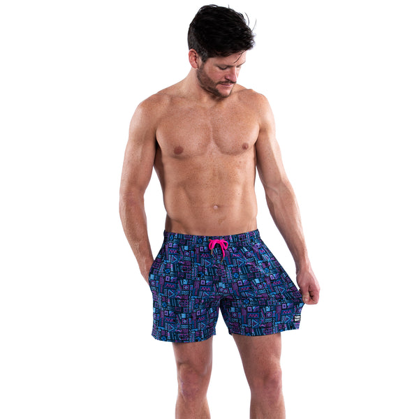 Mesh Lined 5" Swim Trunks - Concrete Jungle