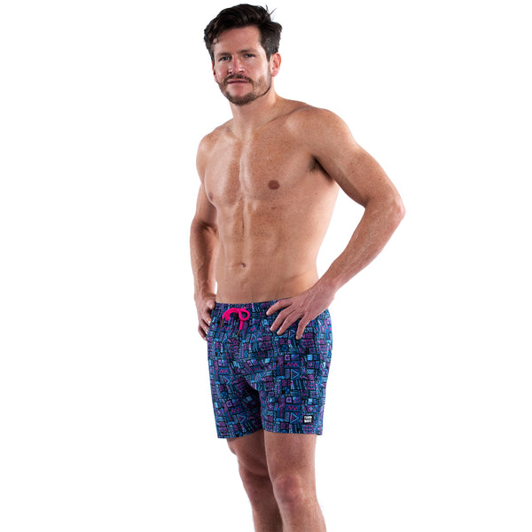 Mesh Lined 5" Swim Trunks - Concrete Jungle