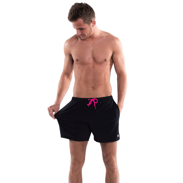 Mesh Lined 5" Swim Trunks - Black