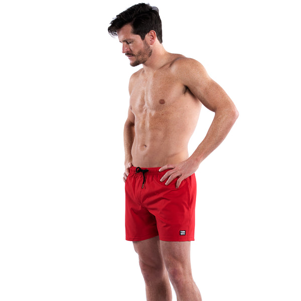 Mesh Lined 5" Swim Trunks - Red