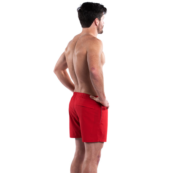 Mesh Lined 5" Swim Trunks - Red