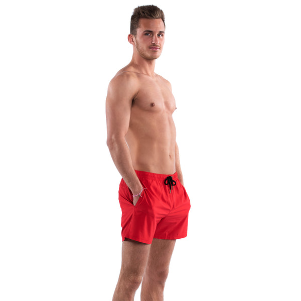 Mesh Lined 5" Swim Trunks - Red
