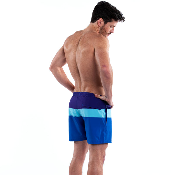 Mesh Lined 5" Swim Trunks - Striped Purple