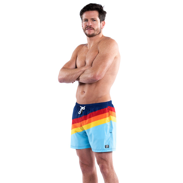 Mesh Lined 5" Swim Trunks - Striped Vintage