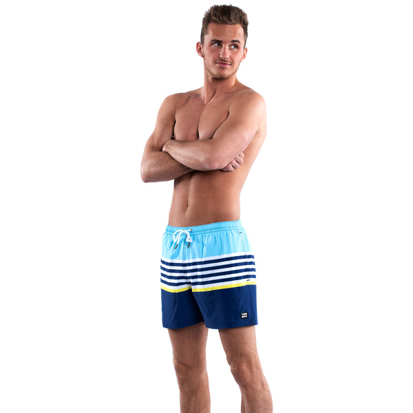 Mesh Lined 5" Swim Trunks - Striped Navy