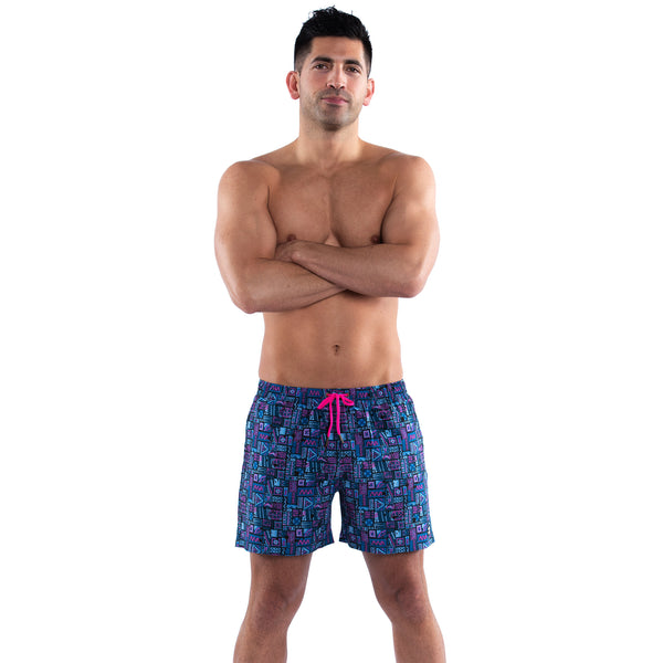 Mesh Lined 5" Swim Trunks - Concrete Jungle