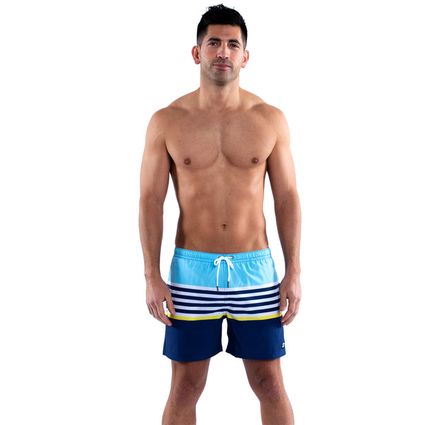 Mesh Lined 5" Swim Trunks - Striped Navy