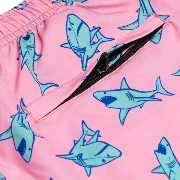 Compression Lined Boys Swim Trunks - Shark Attack