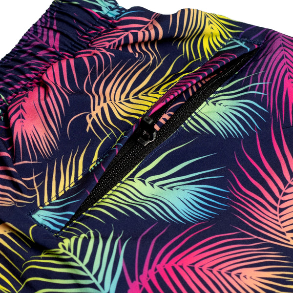 Compression Lined 3" Swim Trunks - Neon Palms