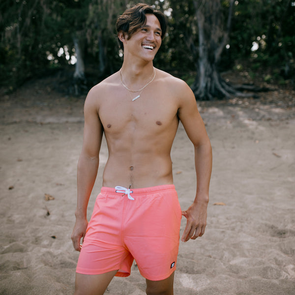 Mesh Lined 5" Swim Trunks - Coral
