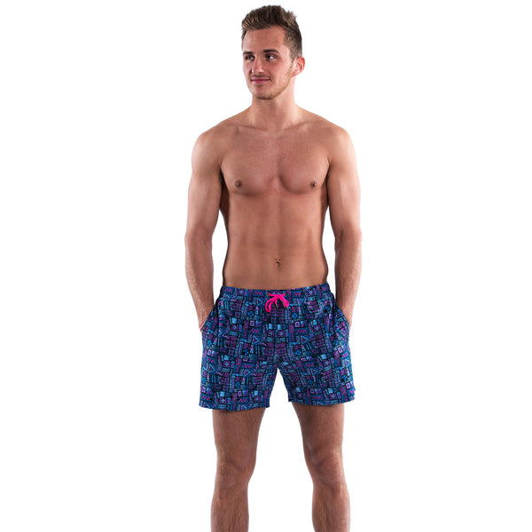 Compression Lined 5" Swim Trunks - Concrete Jungle